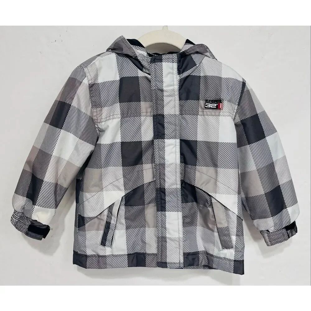 32 Degrees Performance Gray And White Plaid Jacket Boys Size 2T